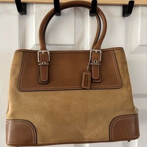 Coach VINTAGE D04Q-7562 Hampton Suede & Leather Tan Satchel in EUC